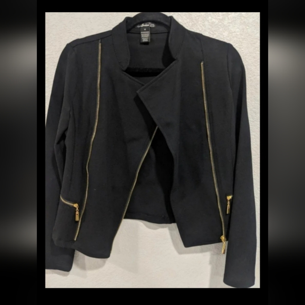 Retro Fashion Black Moto Jacket Blazer Concert Party Emo